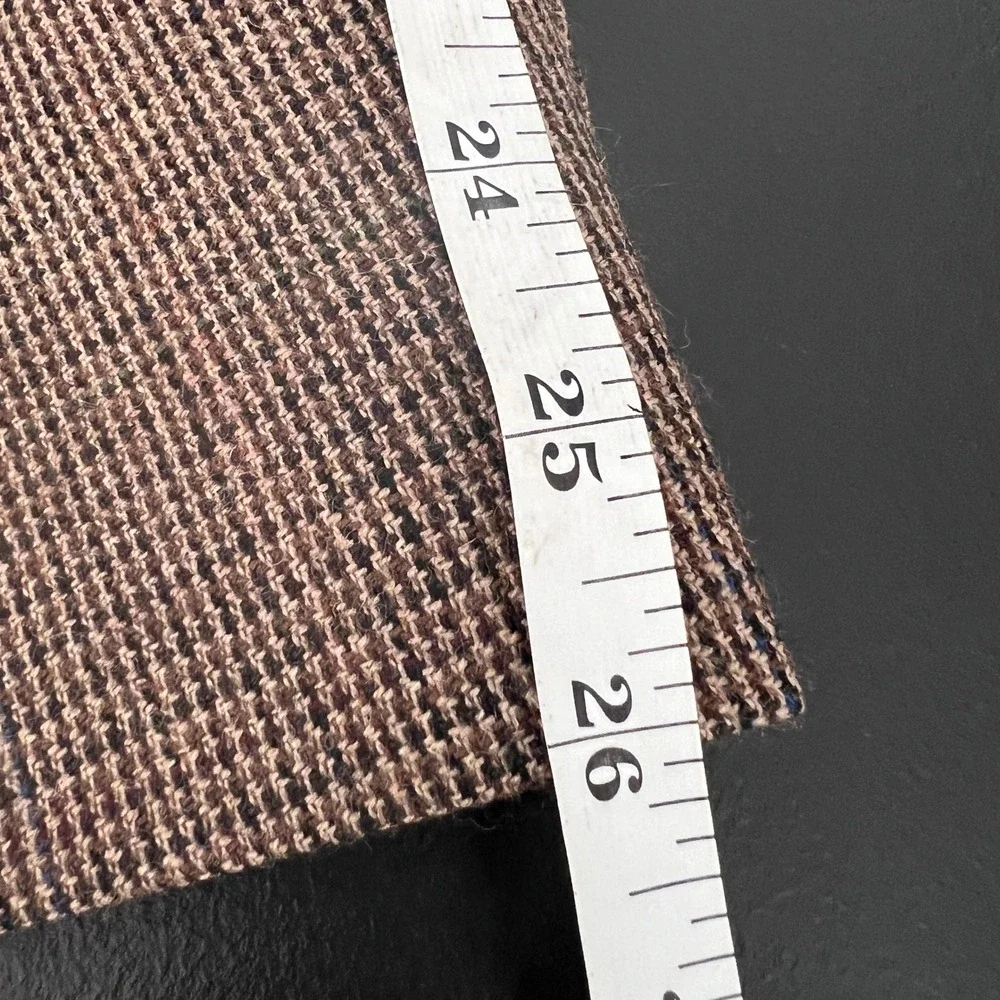 Chaps Blazer Mens 48R Brown Houndstooth 100% Wool Two Button Sport Coat Classic